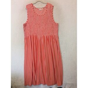 NorthStyle Maxi Dress Women's 2X Red White Smocked Striped Sleeveless Stretch